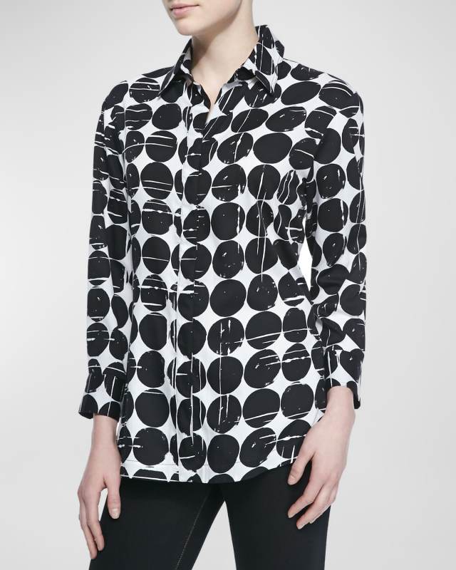 Poplin Polka-Dot Print Dress Shirt